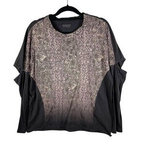 All Saints Kaa Wave Snakeskin Top LS Open‎ Elbow Tee Size Small Designer